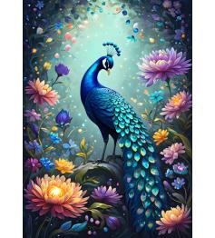 Puzzle Bluebird Blumen und Pfau 500 Teile