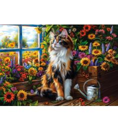 Puzzle Castorland Meditation der Katze unter Blumen 1000 Teile