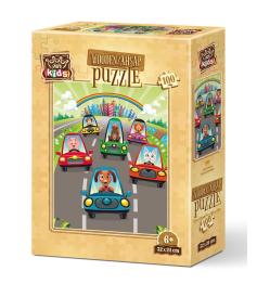 Holzpuzzle Kunstpuzzle Niedliche Fahrer 100 Teile