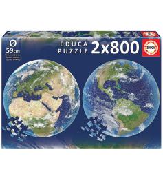 Educa Rundes Planet Erde-Puzzle mit 2 x 800 Teilen