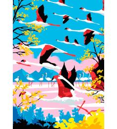 Puzzle Hachette Flug der rosa Flamingos 500 Teile